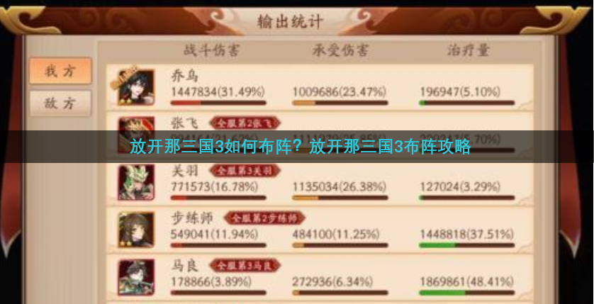 放开那三国3如何布阵？放开那三国3布阵攻略