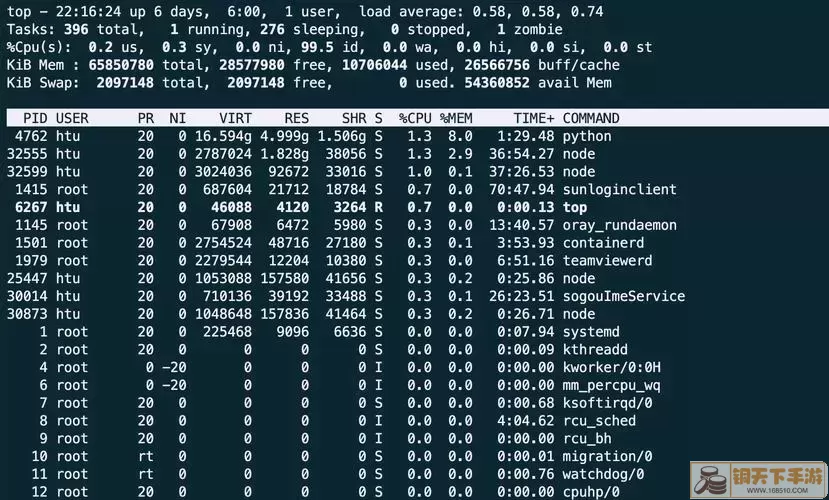 htop命令输出示例